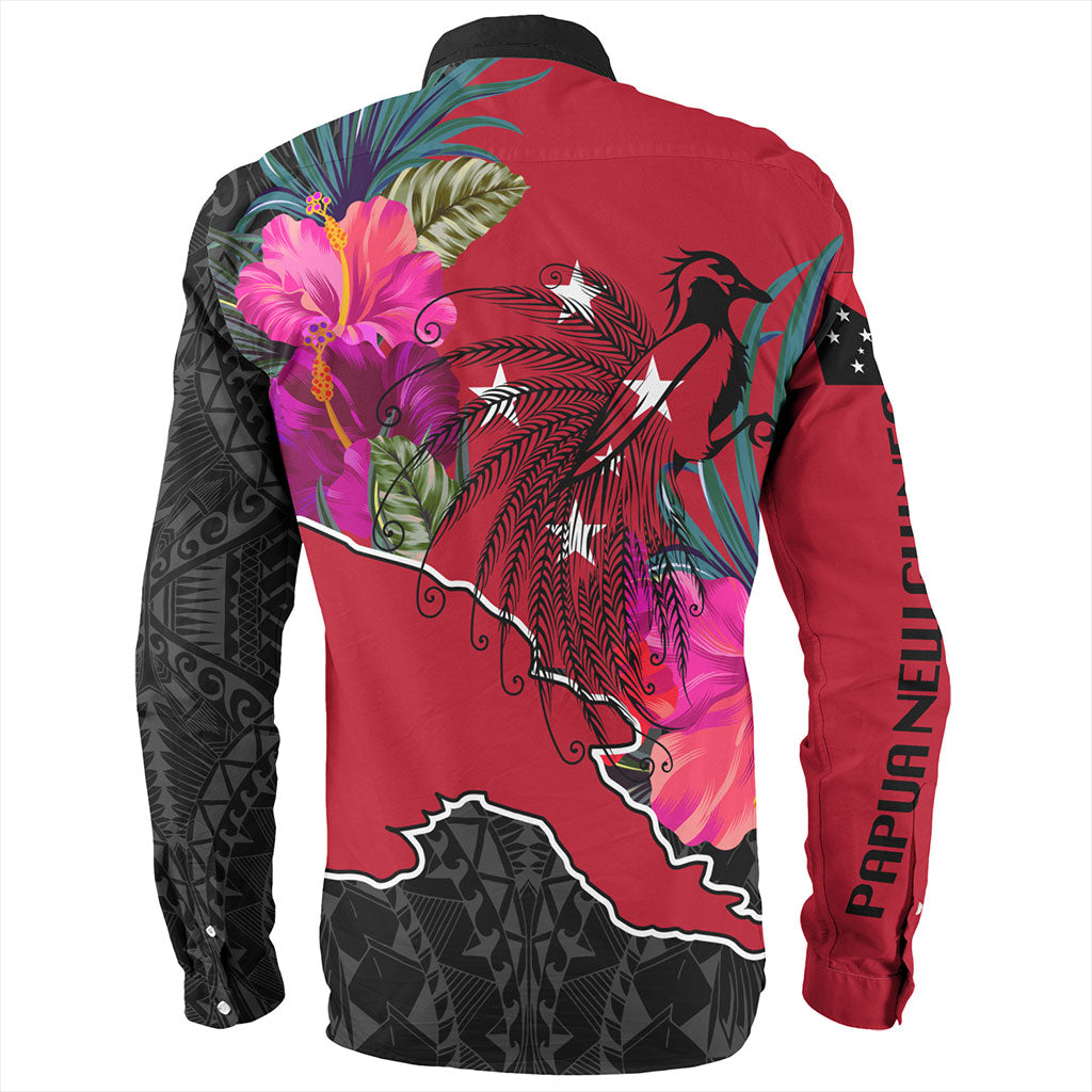 Papua New Guinea Long Sleeve Shirt Map Tropical Style