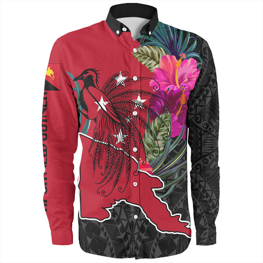 Papua New Guinea Long Sleeve Shirt Map Tropical Style