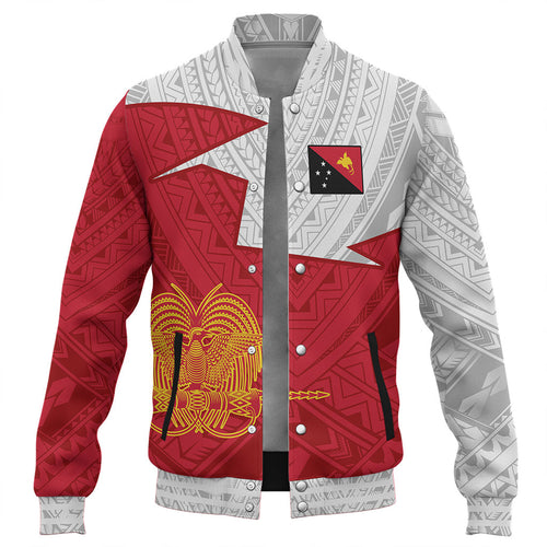 Papua New Guinea Baseball Jacket Polynesian Tattoo Flag And Coat Of Arms