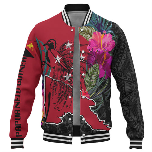 Papua New Guinea Baseball Jacket Map Tropical Style