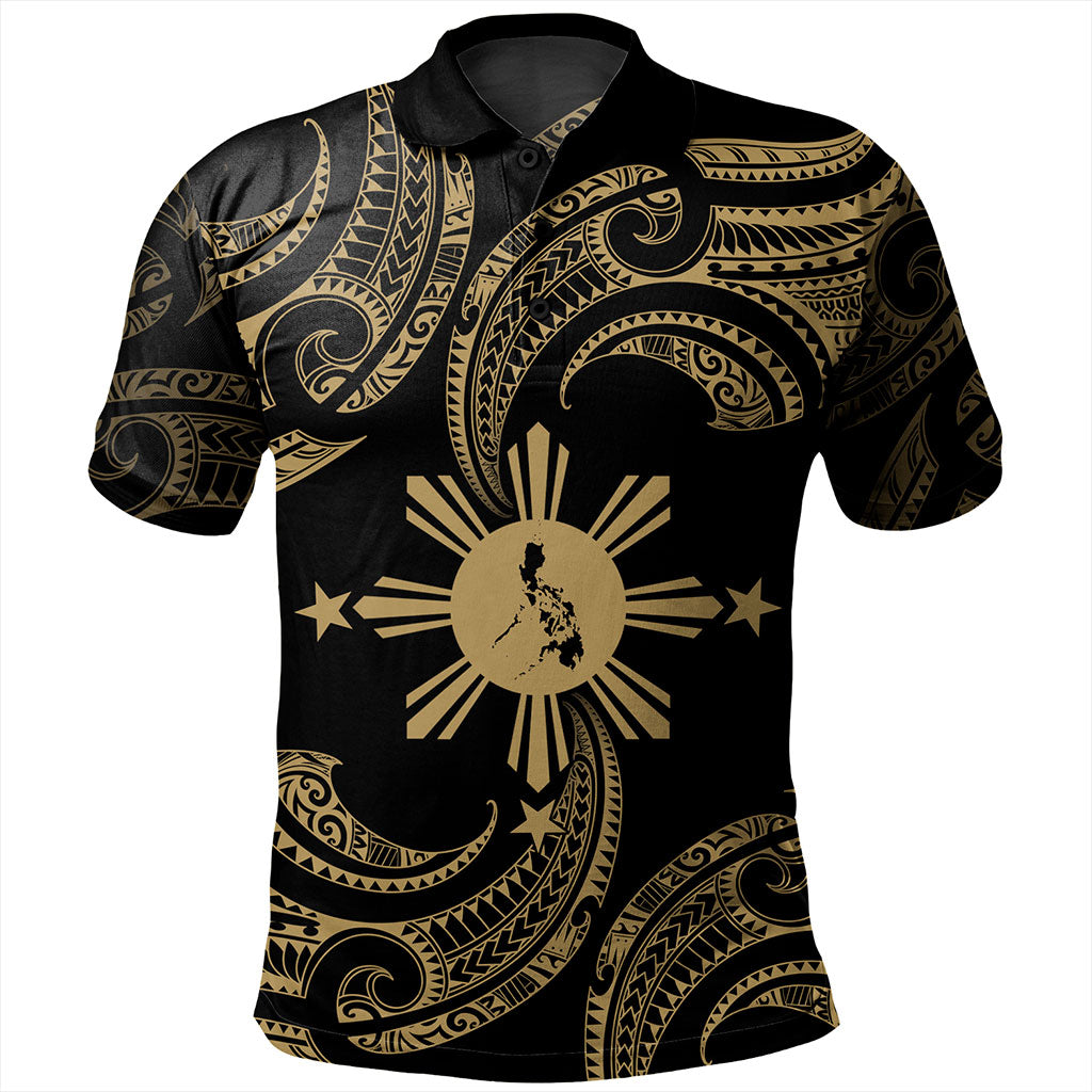 Philippines Filipinos Polo Shirt Tribal Polynesian Wave Tattoo