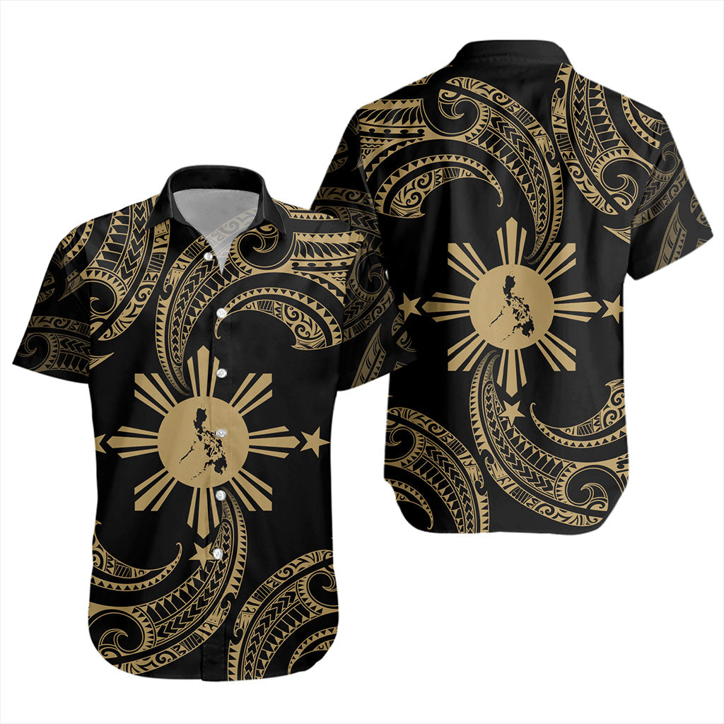 Philippines Filipinos Short Sleeve Shirt Tribal Polynesian Wave Tattoo