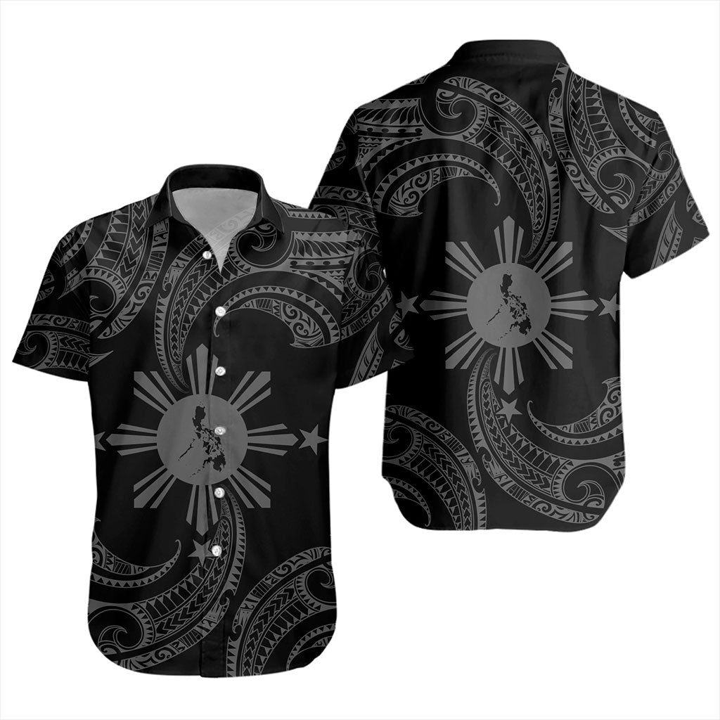 Philippines Filipinos Short Sleeve Shirt Tribal Polynesian Wave Tattoo