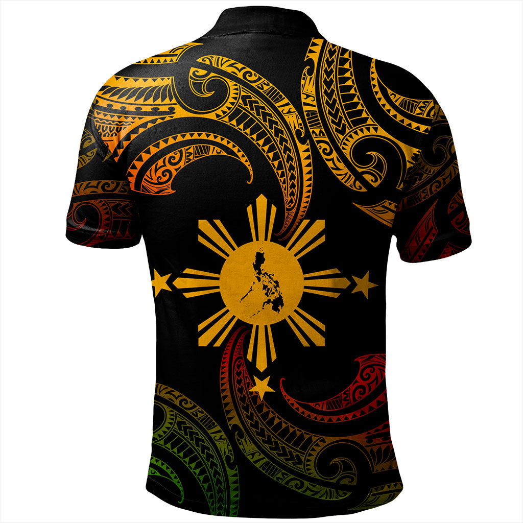 Philippines Filipinos Polo Shirt Tribal Polynesian Wave Tattoo