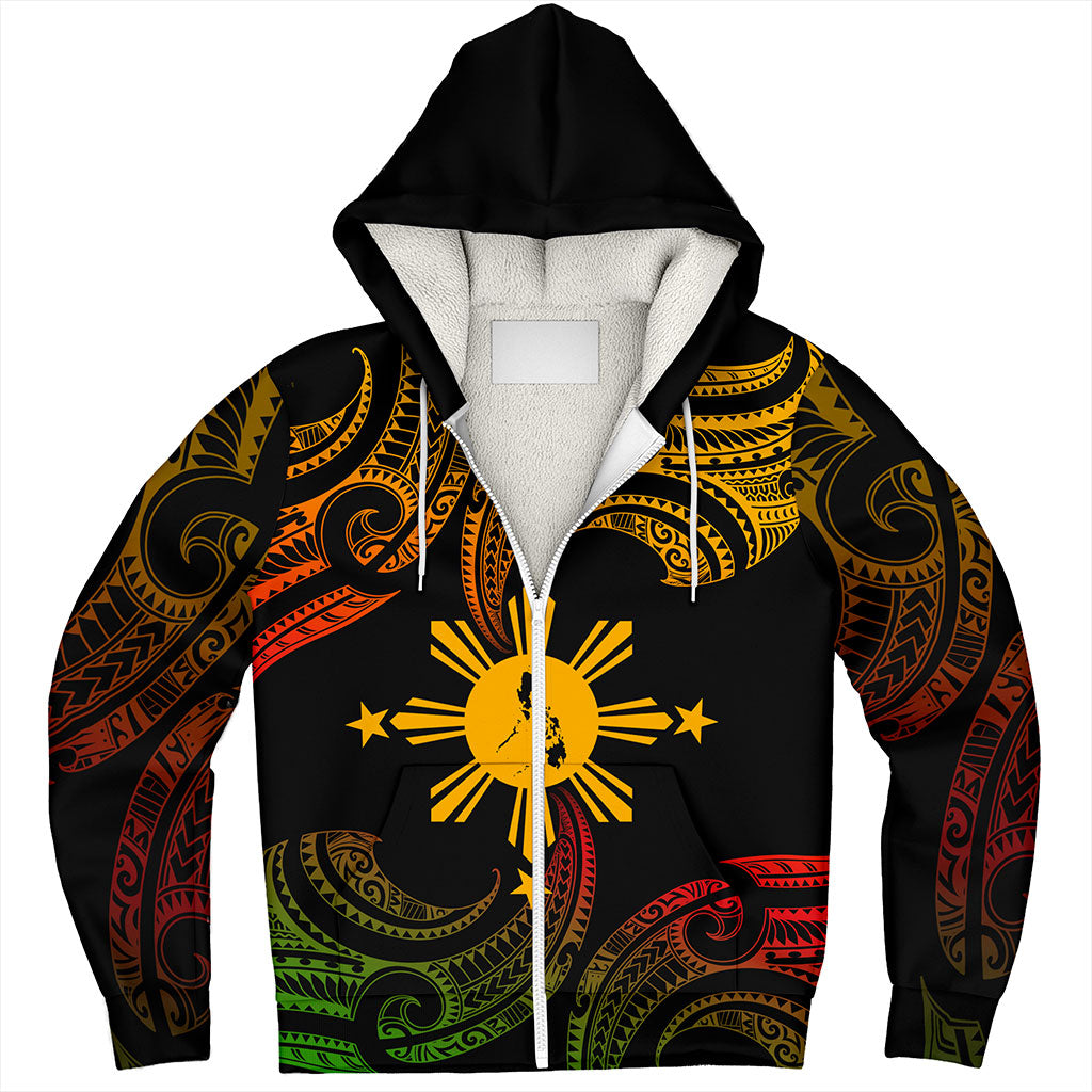 Philippines Filipinos Sherpa Hoodie Tribal Polynesian Wave Tattoo