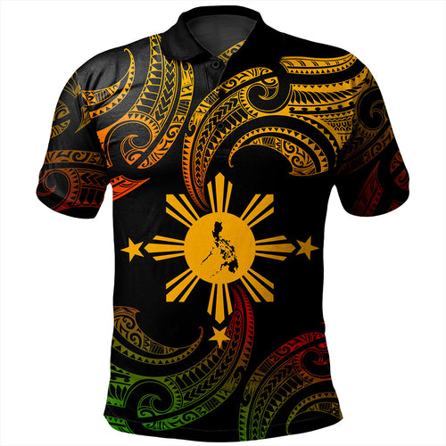 Philippines Filipinos Polo Shirt Tribal Polynesian Wave Tattoo