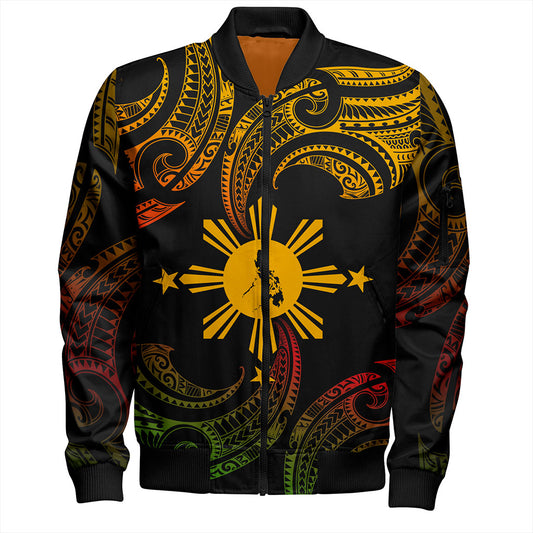 Philippines Filipinos Bomber Jacket Tribal Polynesian Wave Tattoo