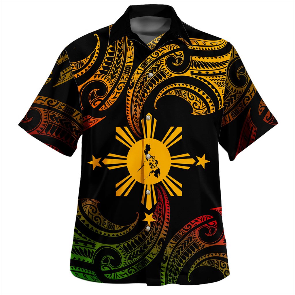 Philippines Filipinos Hawaiian Shirt Tribal Polynesian Wave Tattoo