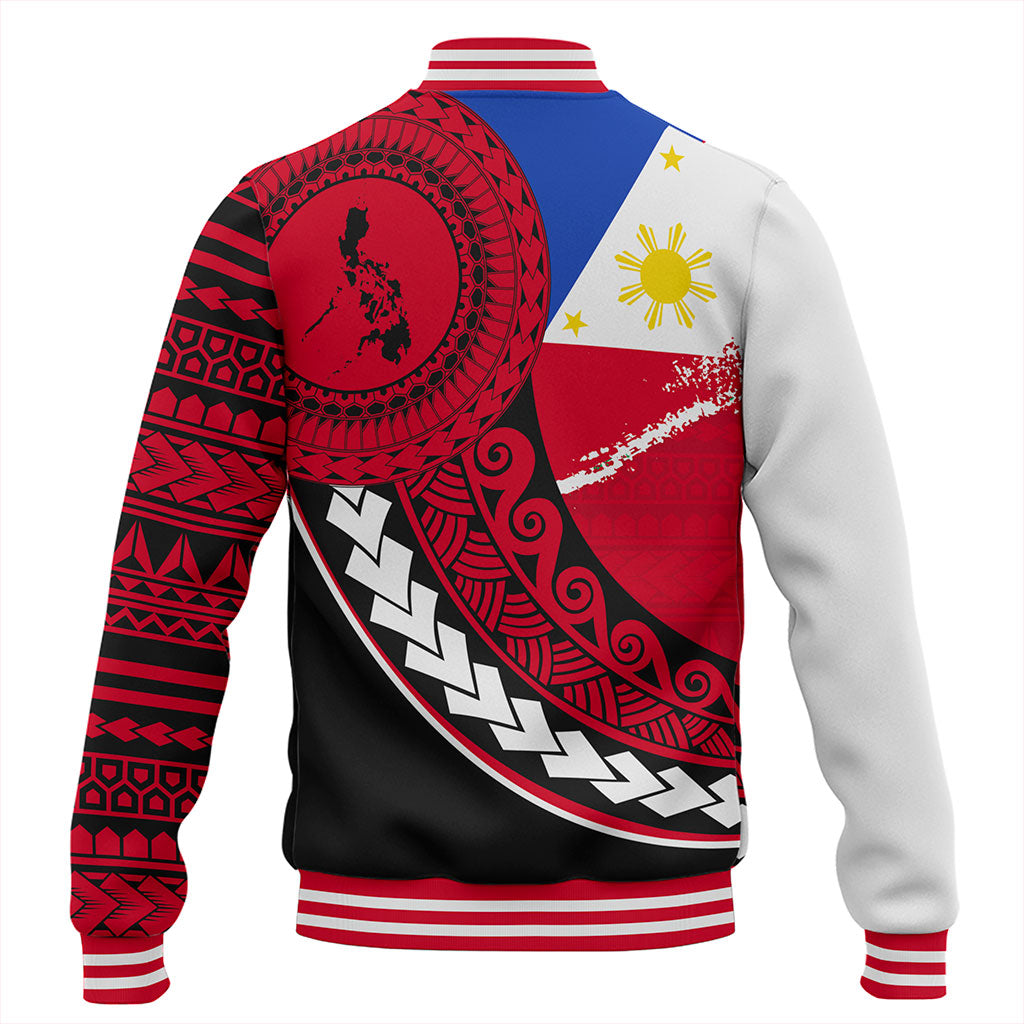 Philippines Filipinos Baseball Jacket Flag And Map Pattern Circle Style