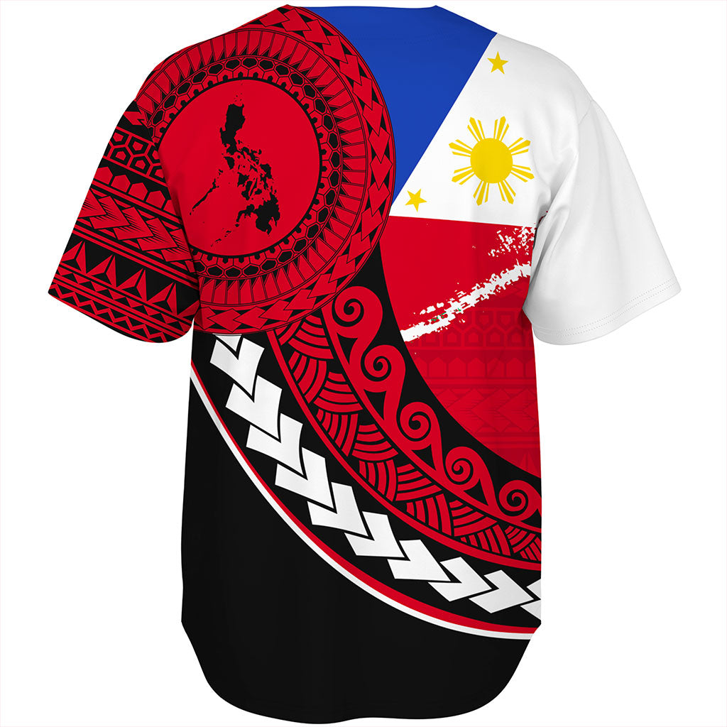 Philippines Filipinos Baseball Shirt Flag And Map Pattern Circle Style