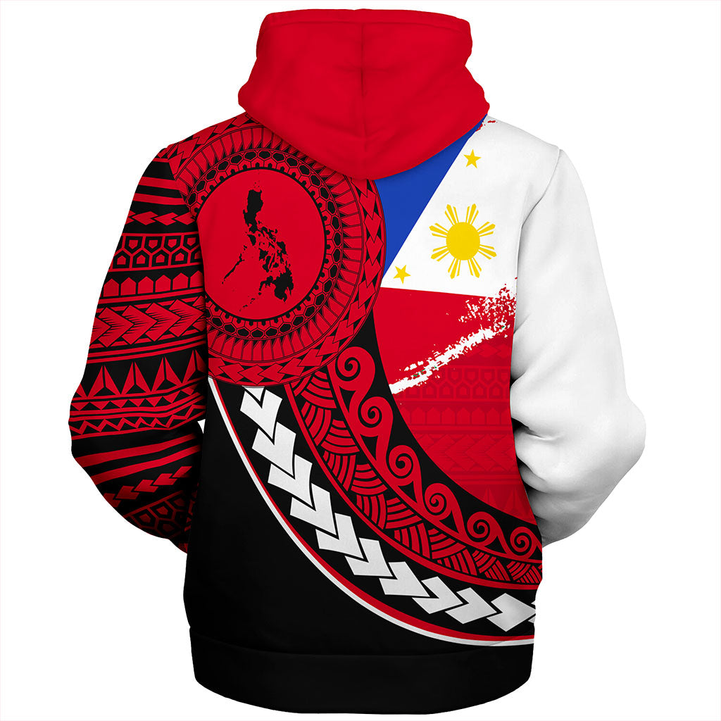 Philippines Filipinos Sherpa Hoodie Flag And Map Pattern Circle Style