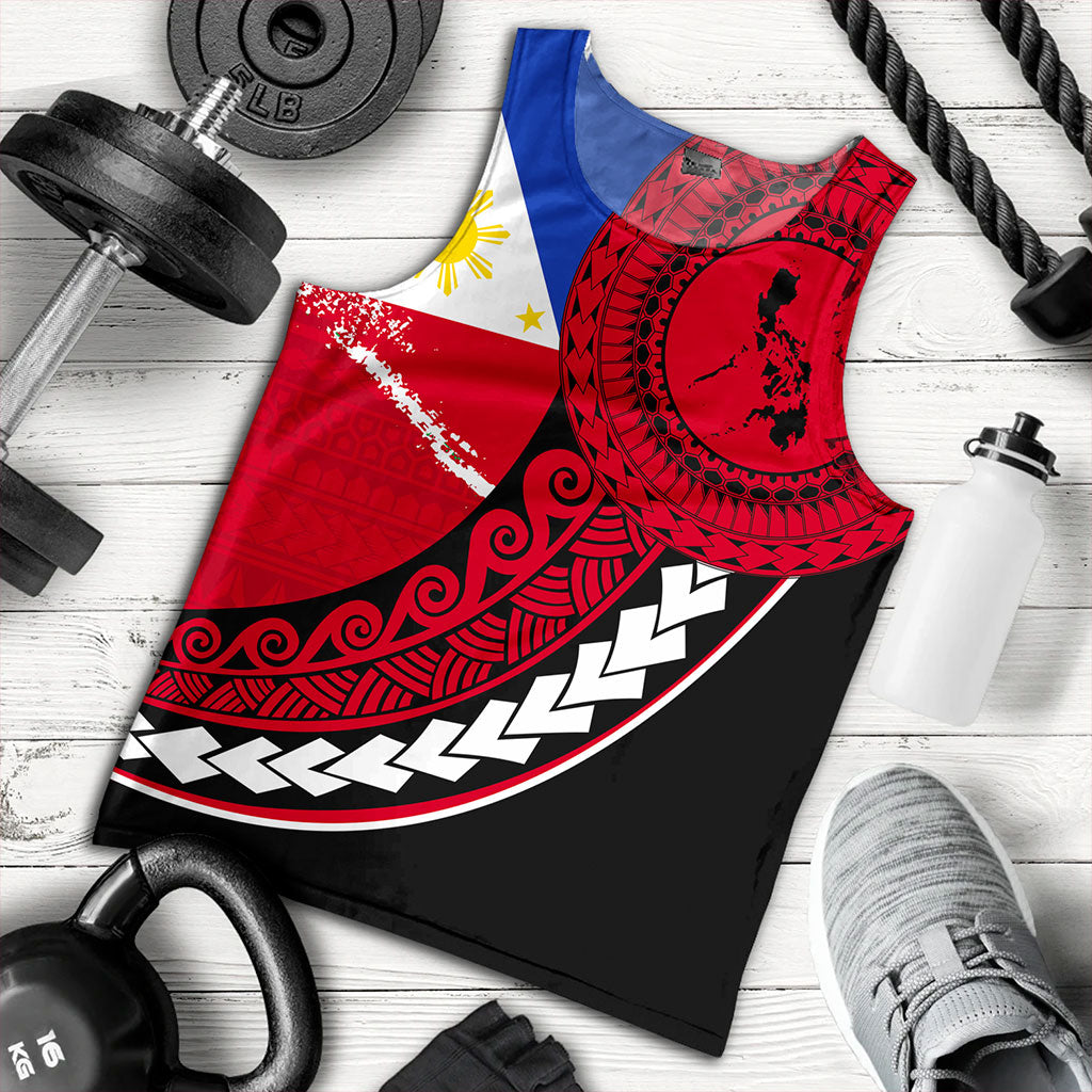 Philippines Filipinos Tank Top Flag And Map Pattern Circle Style