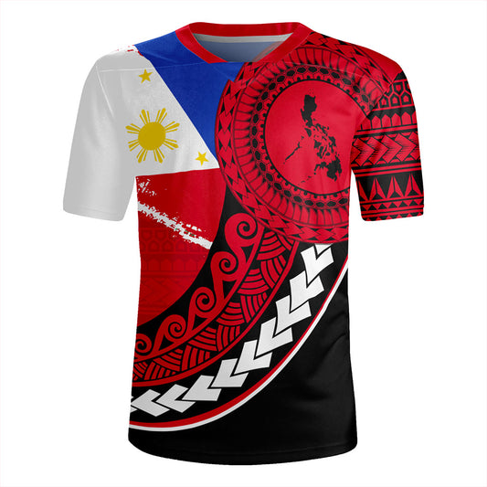 Philippines Filipinos Rugby Jersey Flag And Map Pattern Circle Style