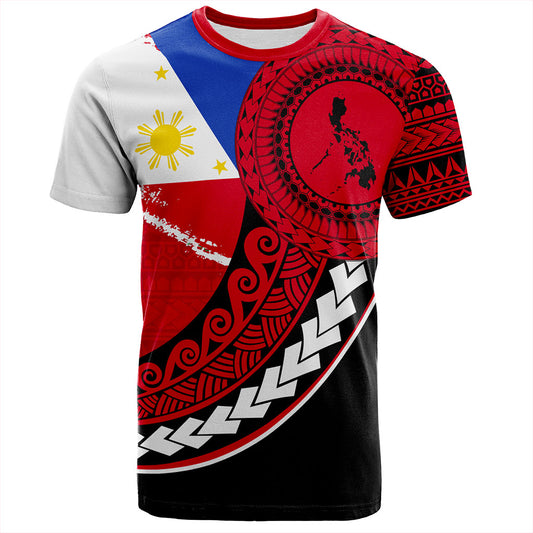 Philippines Filipinos T-Shirt Flag And Map Pattern Circle Style
