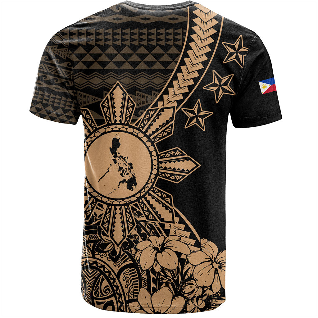 Philippines Filipinos T-Shirt Star With Tribal Flower Design