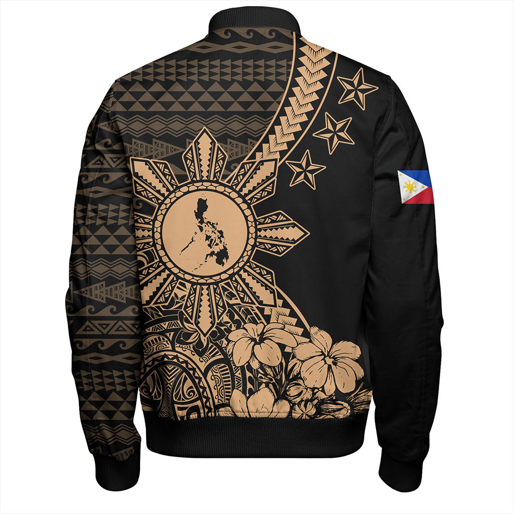 Philippines Filipinos Bomber Jacket Star With Tribal Flower Design