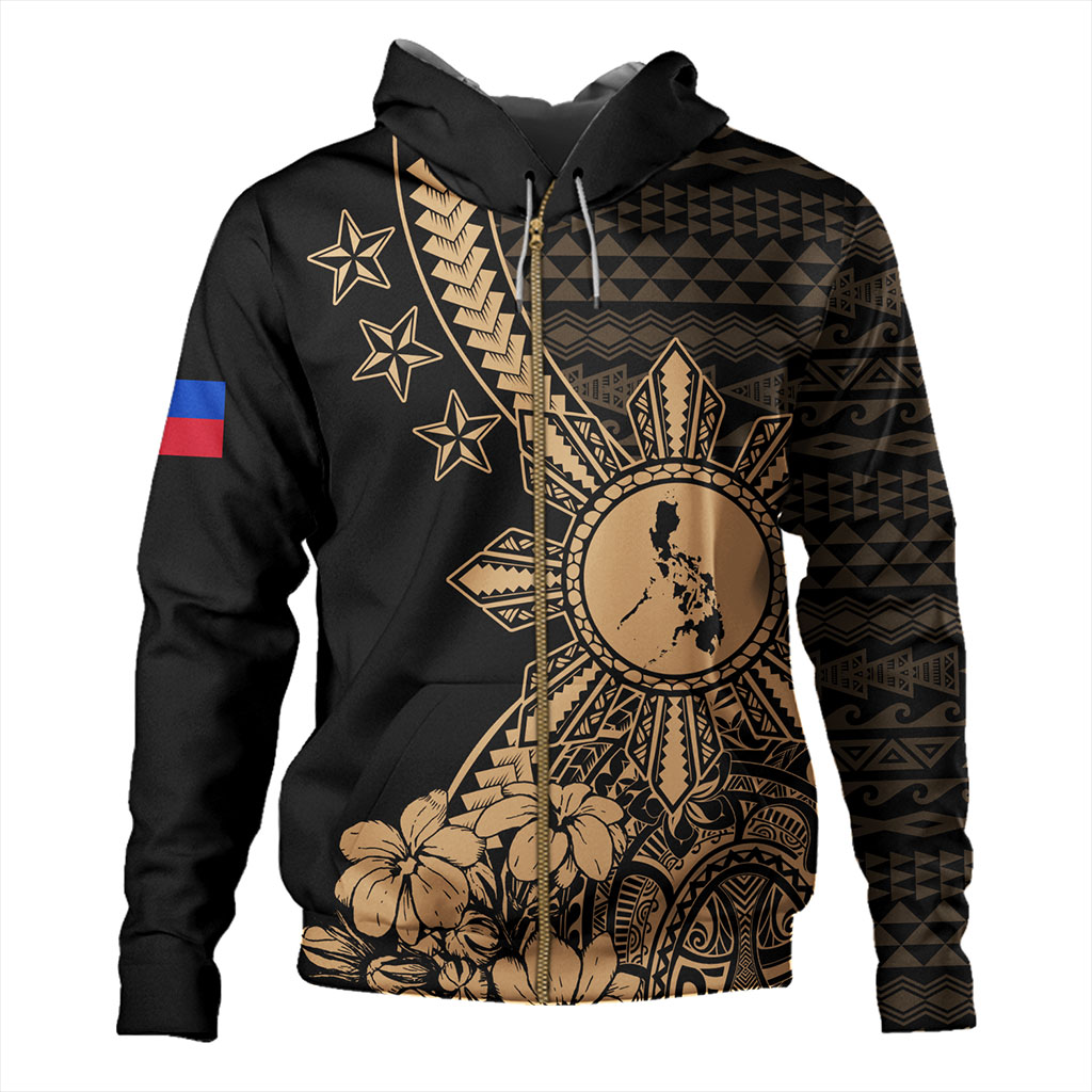 Philippines Filipinos Hoodie Star With Tribal Flower Design