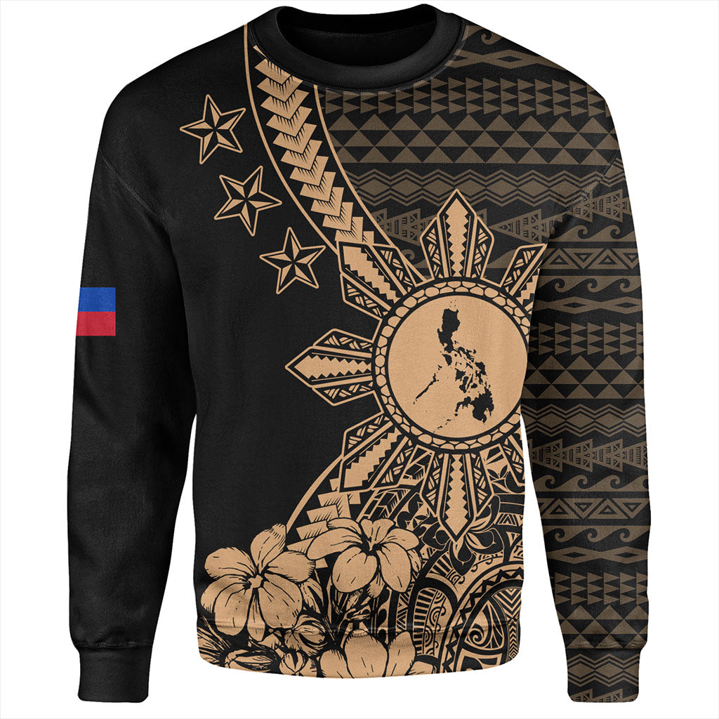 Philippines Filipinos Sweatshirt Star With Tribal Flower Design