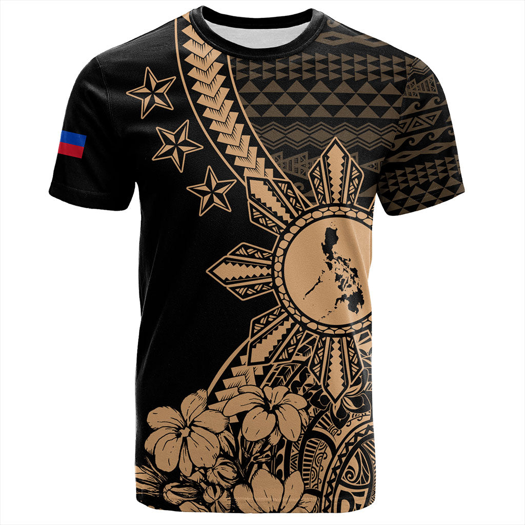 Philippines Filipinos T-Shirt Star With Tribal Flower Design
