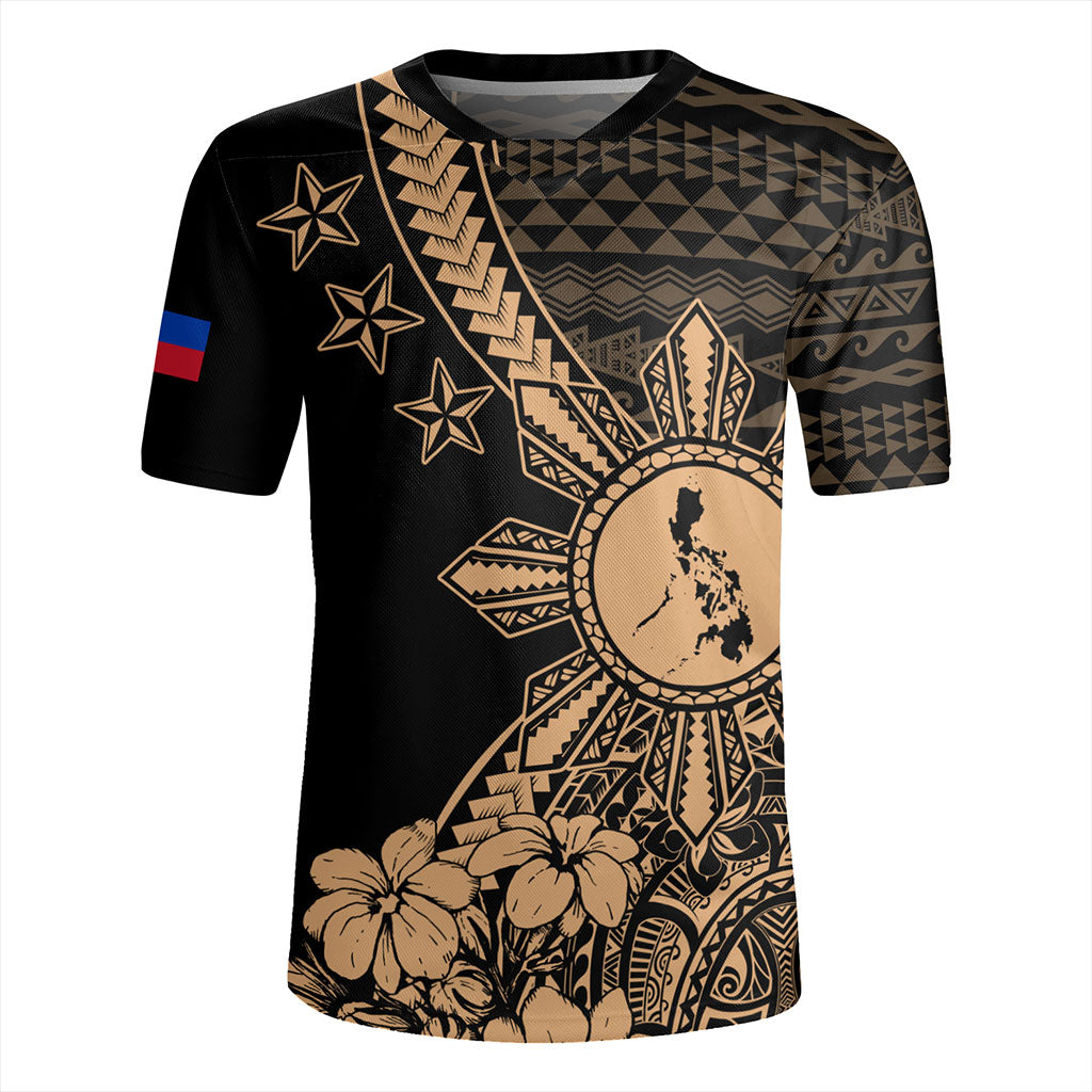 Philippines Filipinos Rugby Jersey Star With Tribal Flower Design