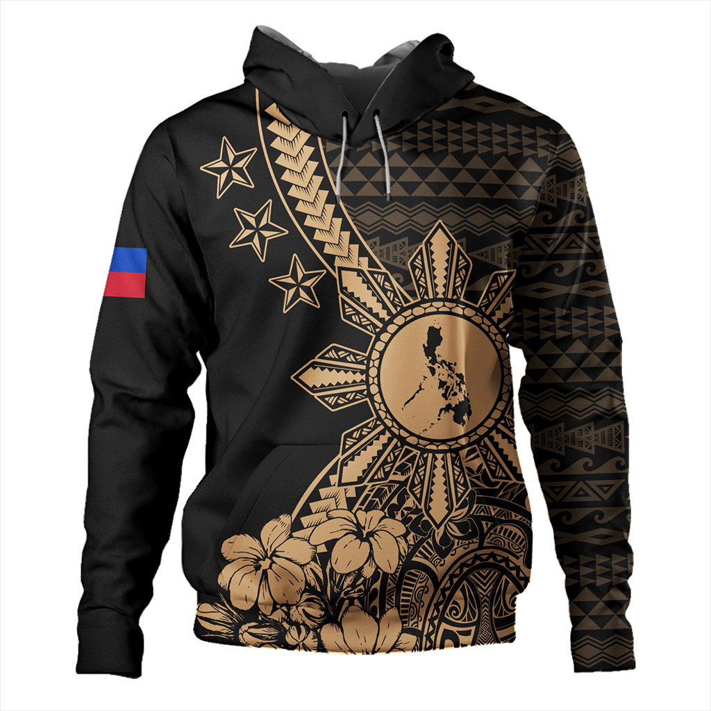Philippines Filipinos Hoodie Star With Tribal Flower Design