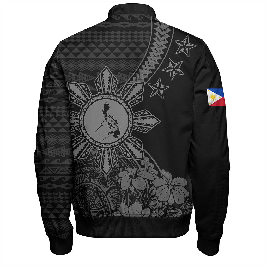 Philippines Filipinos Bomber Jacket Star With Tribal Flower Design
