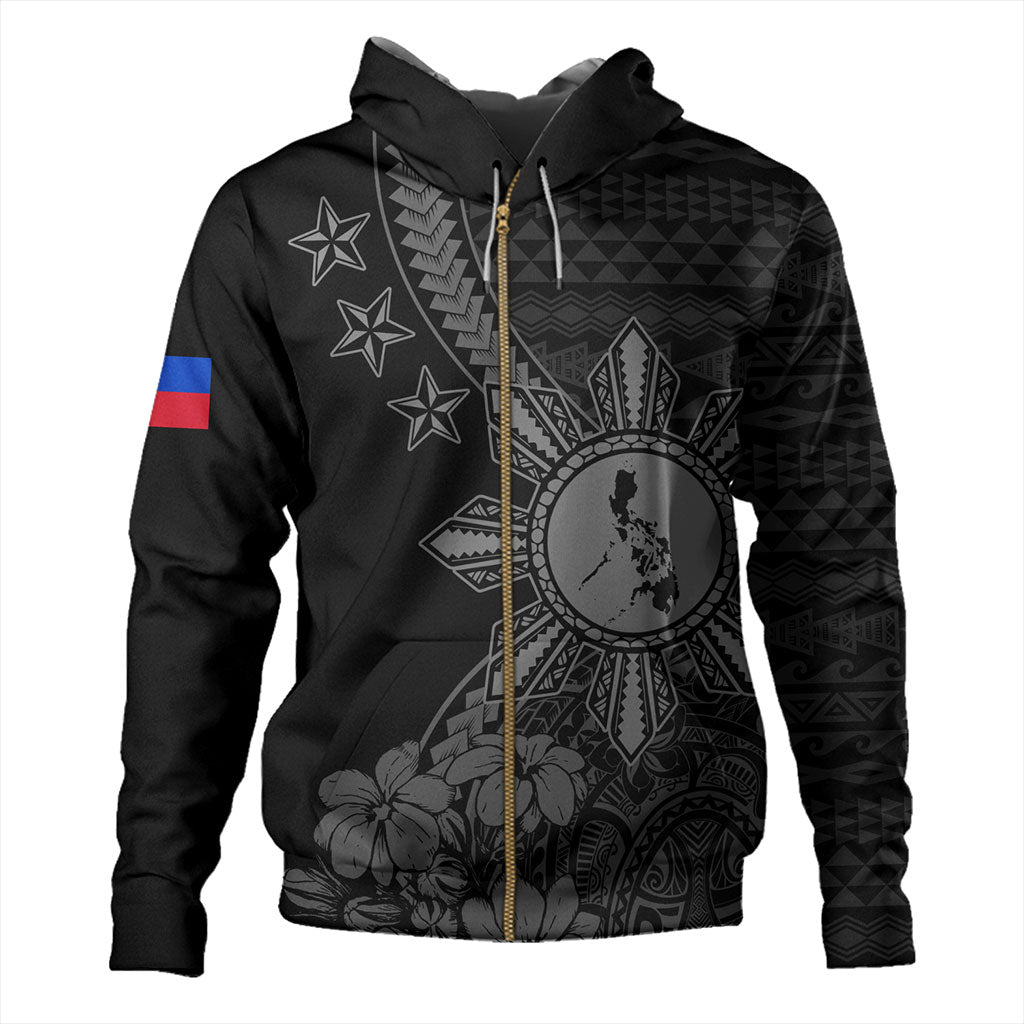 Philippines Filipinos Hoodie Star With Tribal Flower Design