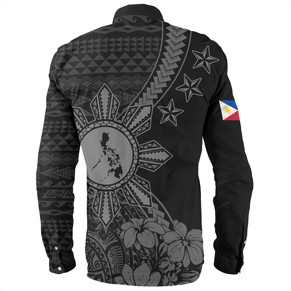 Philippines Filipinos Long Sleeve Shirt Star With Tribal Flower Design