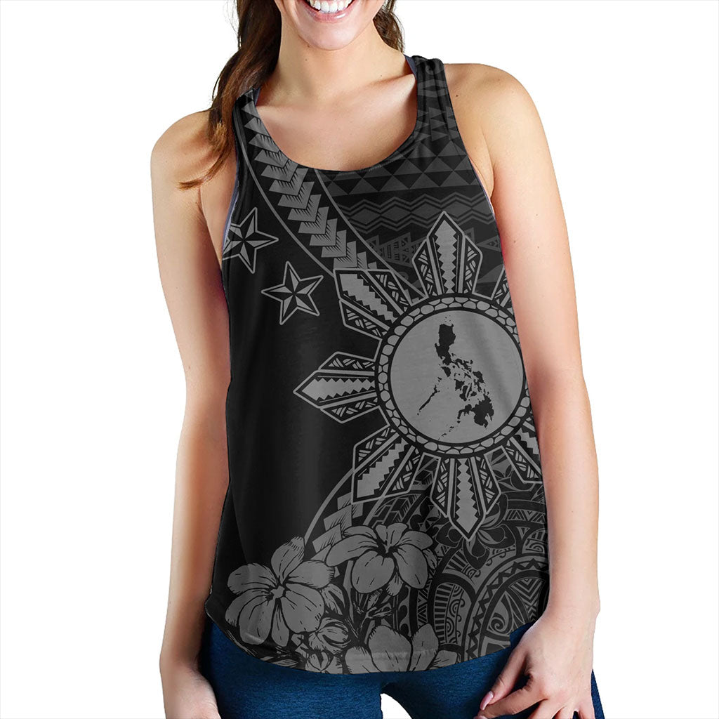 Philippines Filipinos Women Tank Star With Tribal Flower Design