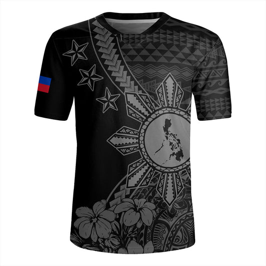 Philippines Filipinos Rugby Jersey Star With Tribal Flower Design