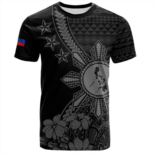 Philippines Filipinos T-Shirt Star With Tribal Flower Design