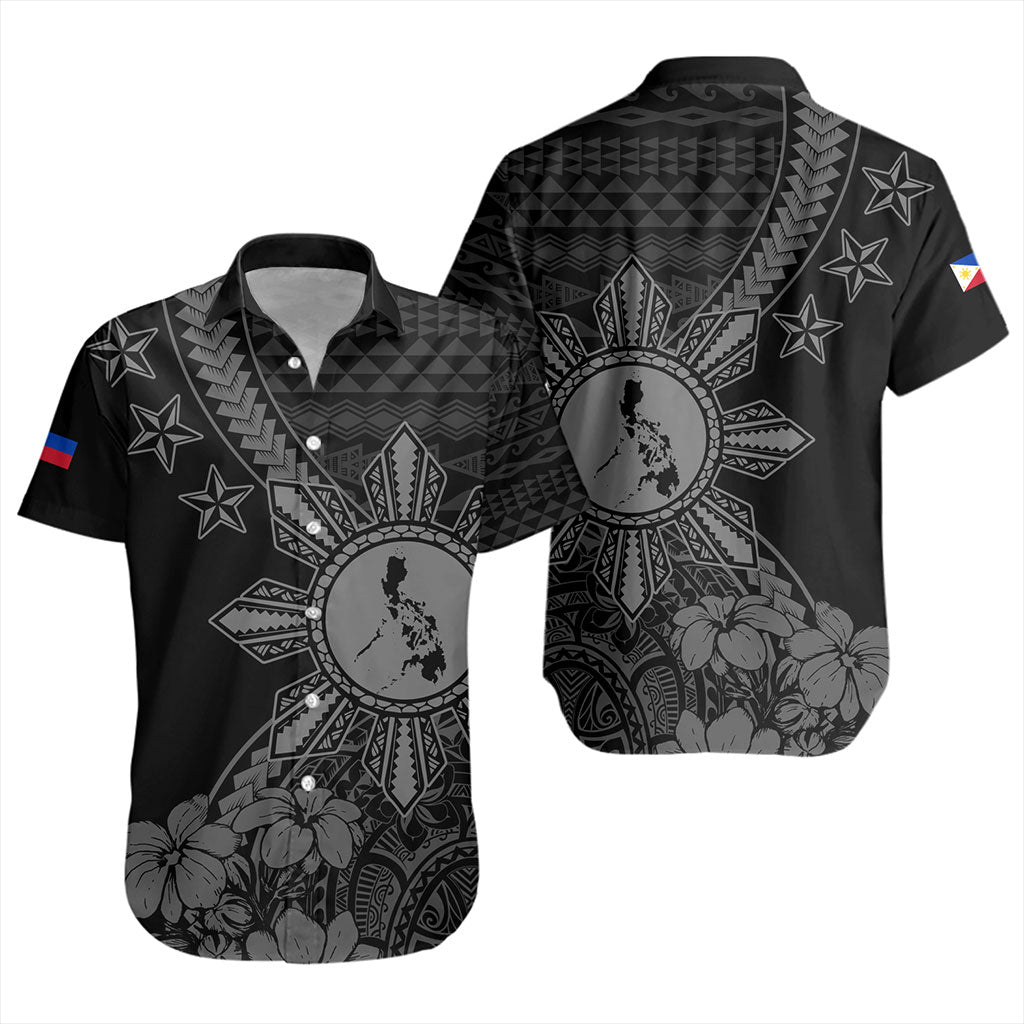 Philippines Filipinos Short Sleeve Shirt Star With Tribal Flower Design