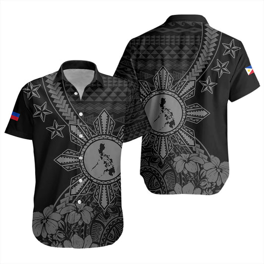 Philippines Filipinos Short Sleeve Shirt Star With Tribal Flower Design