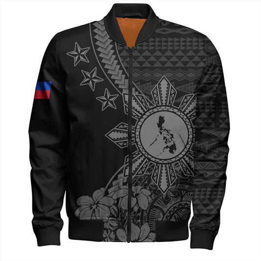Philippines Filipinos Bomber Jacket Star With Tribal Flower Design