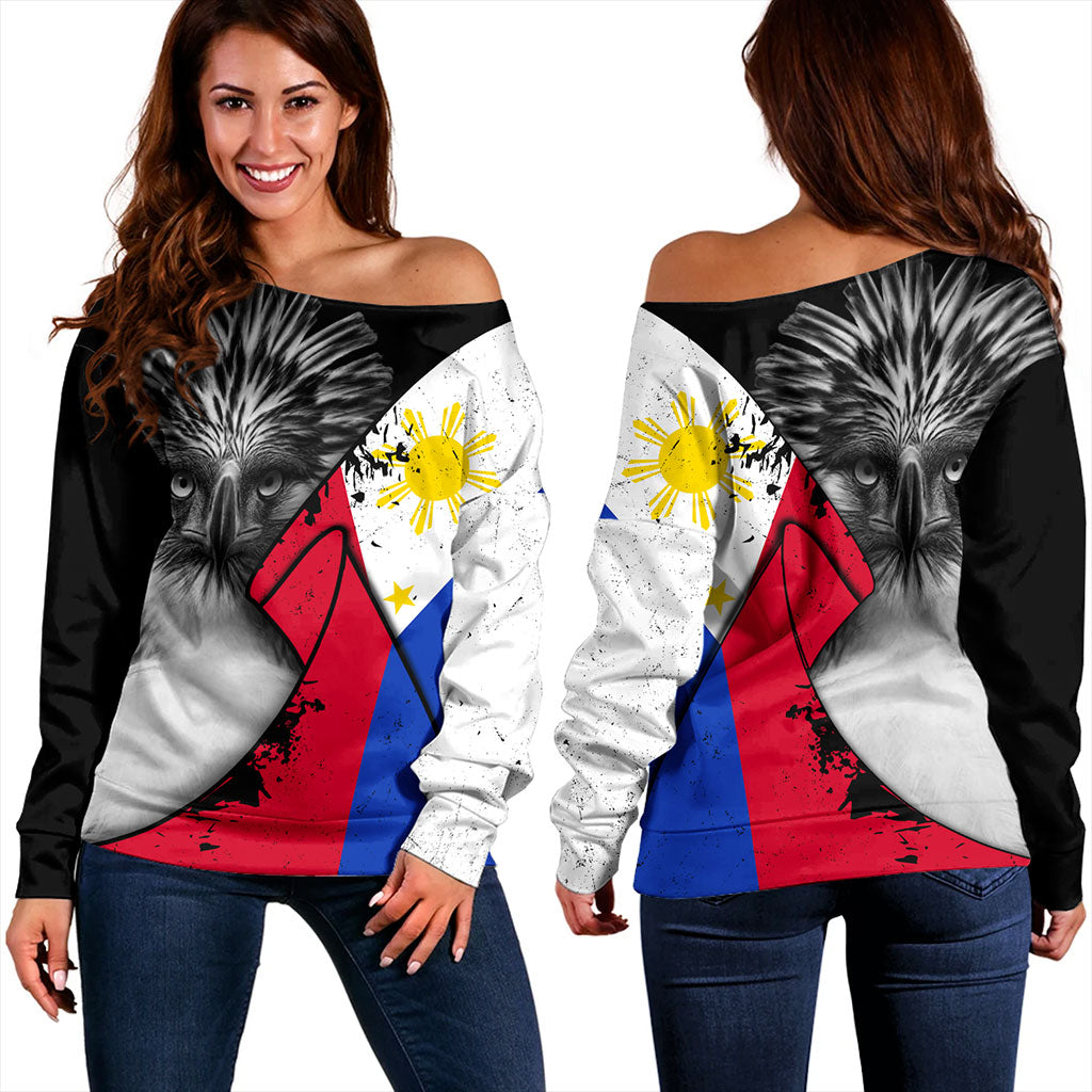 Philippines Filipinos Off Shoulder Sweatshirt Flag Shoul Style