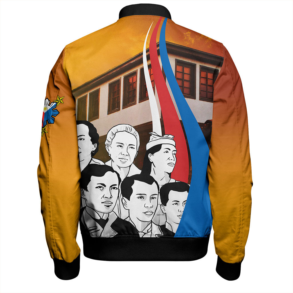 Philippines Filipinos Bomber Jacket National Heroes Flag Sun And Star
