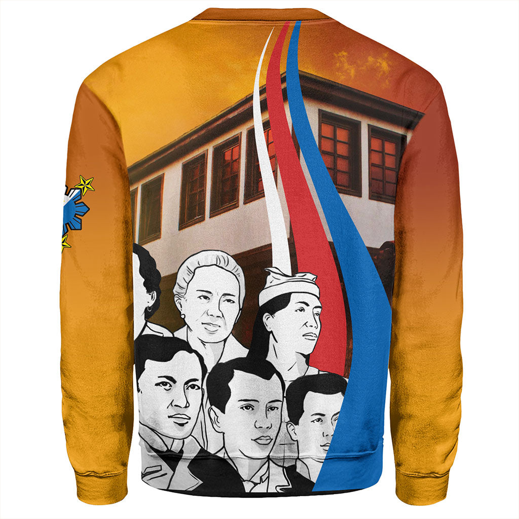 Philippines Filipinos Sweatshirt National Heroes Flag Sun And Star