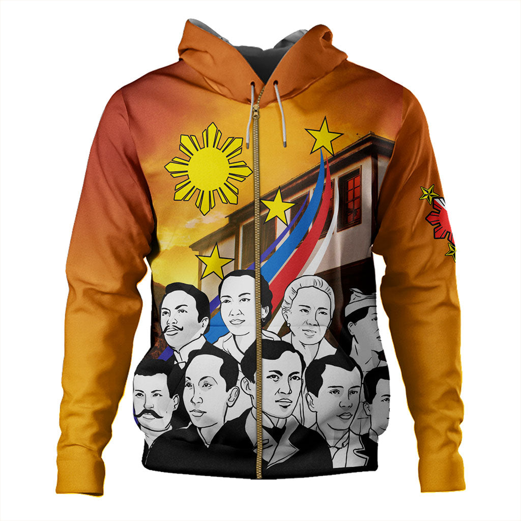 Philippines Filipinos Hoodie National Heroes Flag Sun And Star