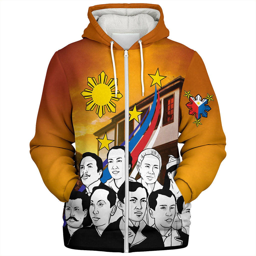 Philippines Filipinos Sherpa Hoodie National Heroes Flag Sun And Star
