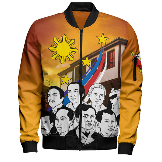 Philippines Filipinos Bomber Jacket National Heroes Flag Sun And Star