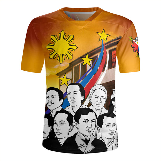 Philippines Filipinos Rugby Jersey National Heroes Flag Sun And Star