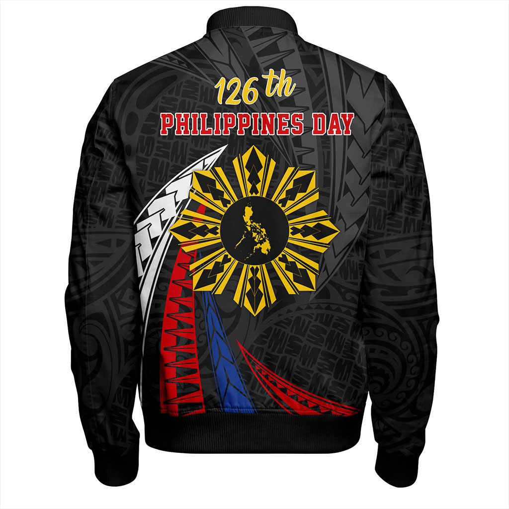 Philippines Filipinos Bomber Jacket Independence Day Polynesia Tribal Wave
