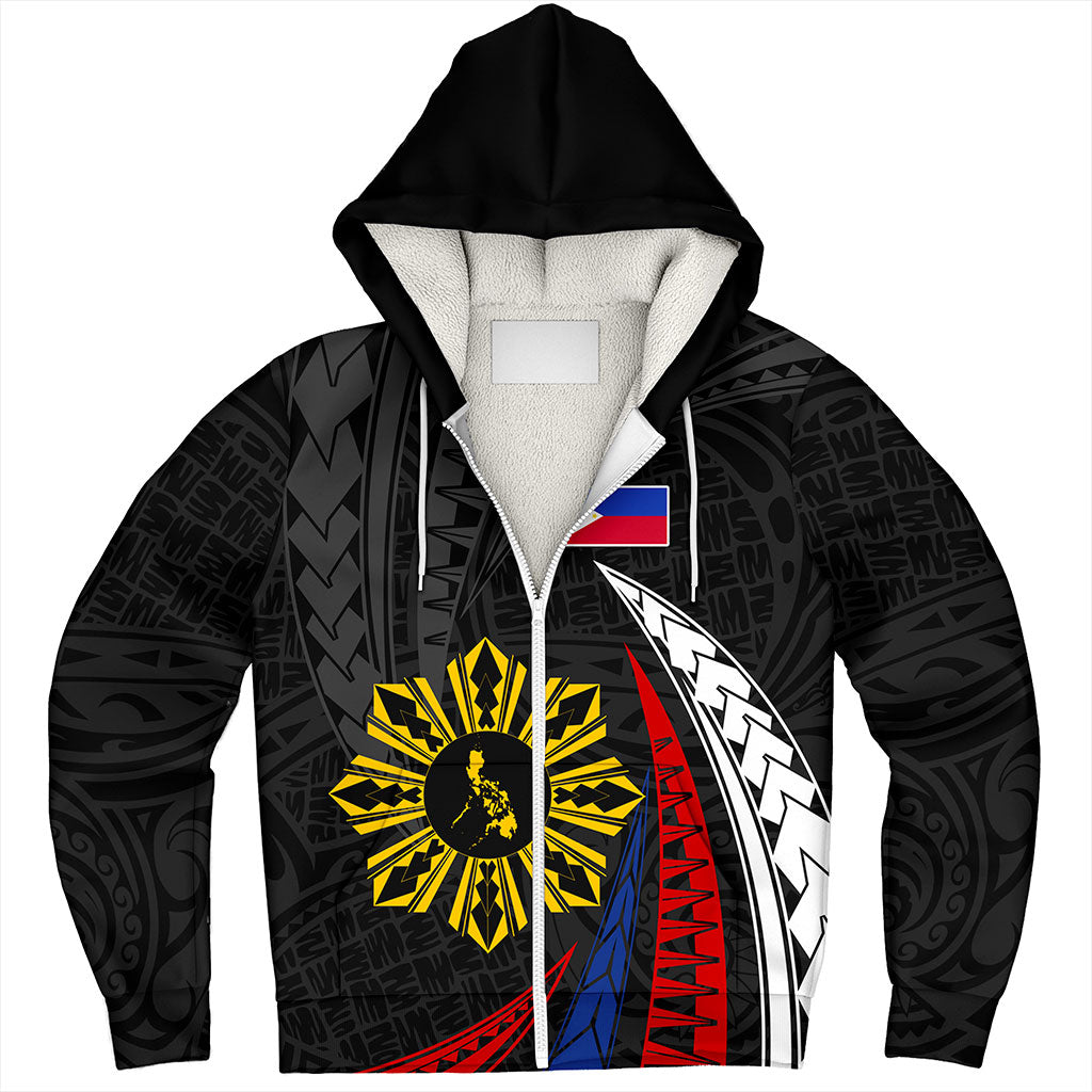 Philippines Filipinos Sherpa Hoodie Independence Day Polynesia Tribal Wave