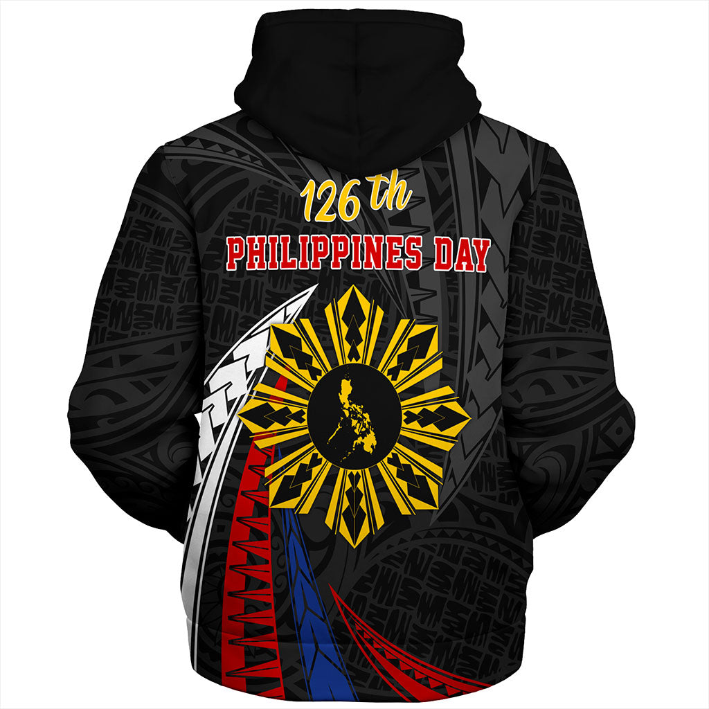 Philippines Filipinos Sherpa Hoodie Independence Day Polynesia Tribal Wave