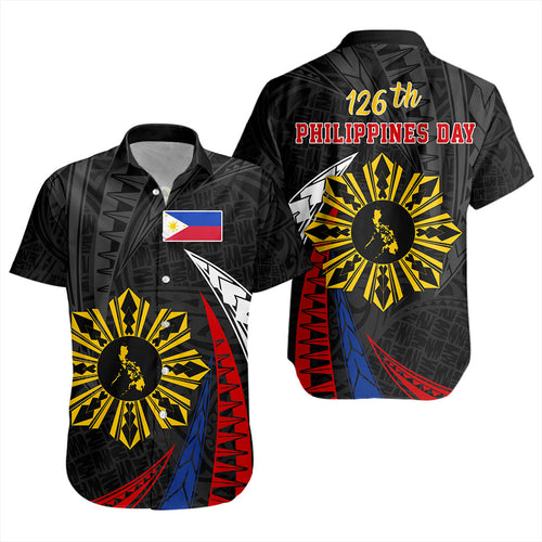 Philippines Filipinos Short Sleeve Shirt Independence Day Polynesia Tribal Wave