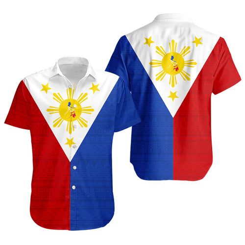 Philippines Filipinos Short Sleeve Shirt Polynesia Tribal Flag