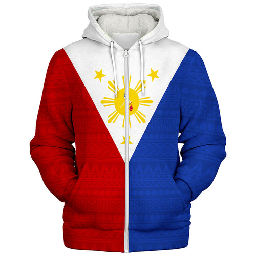 Philippines Filipinos Sherpa Hoodie Polynesia Tribal Flag