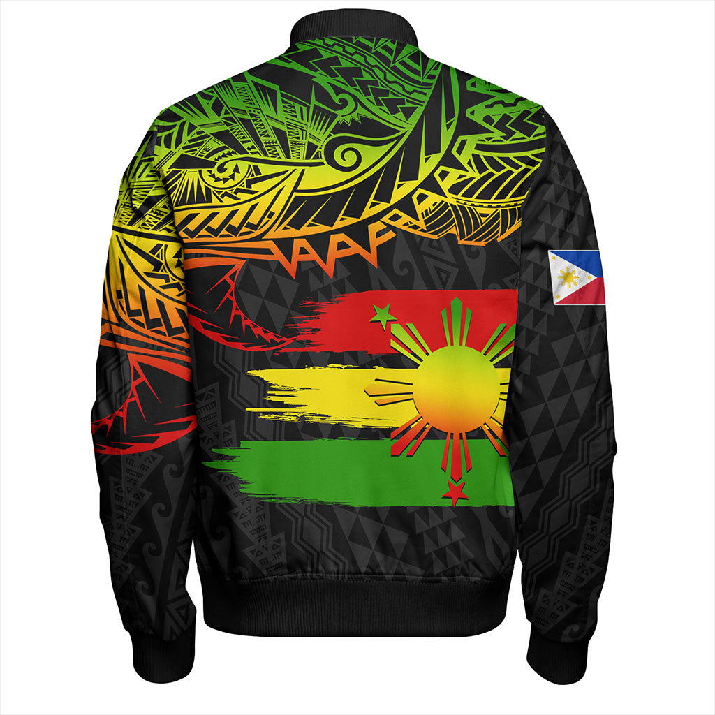 Philippines Filipinos Bomber Jacket Tribal Polynesian Grunge Reggae