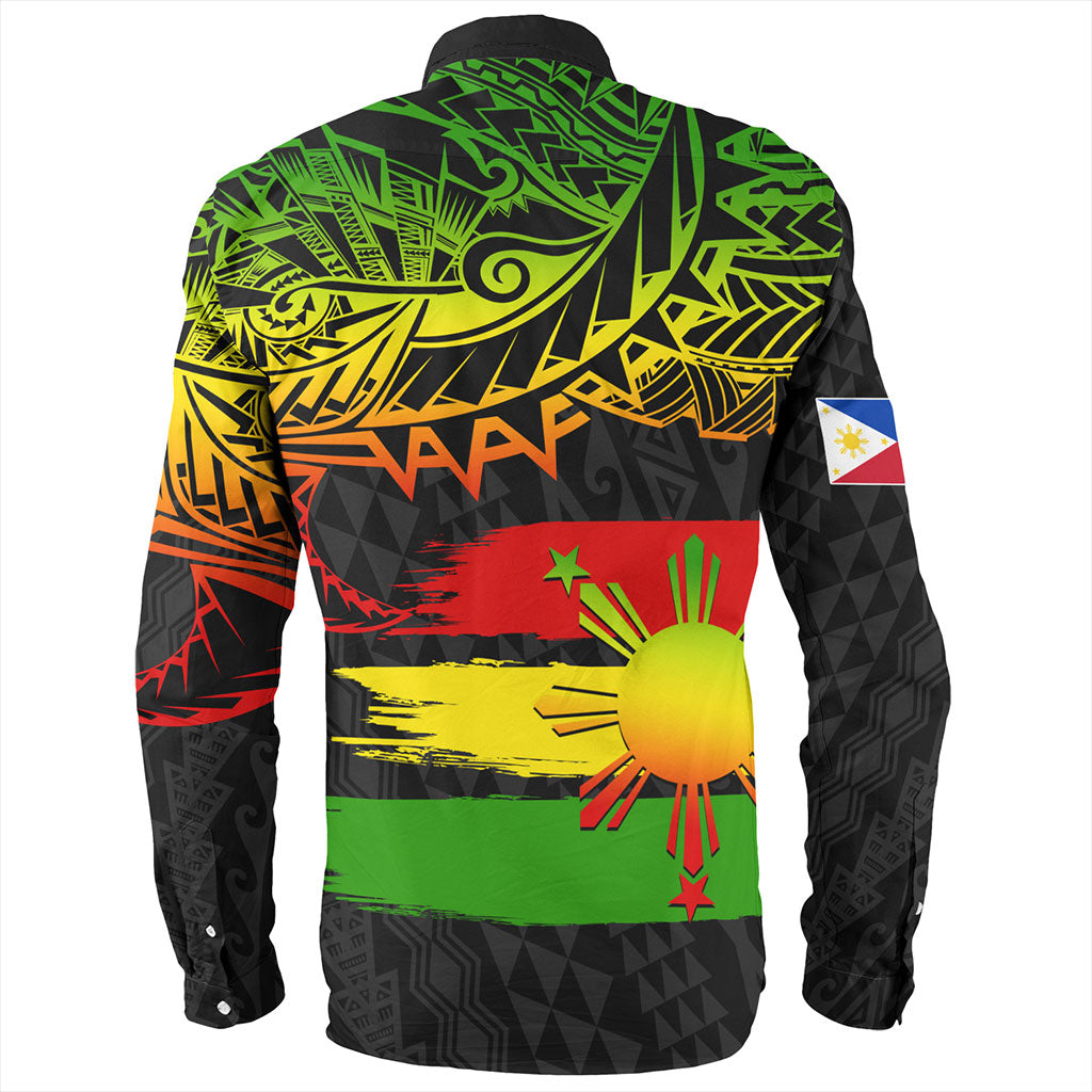 Philippines Filipinos Long Sleeve Shirt Tribal Polynesian Grunge Reggae