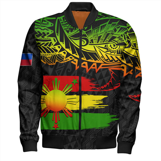 Philippines Filipinos Bomber Jacket Tribal Polynesian Grunge Reggae